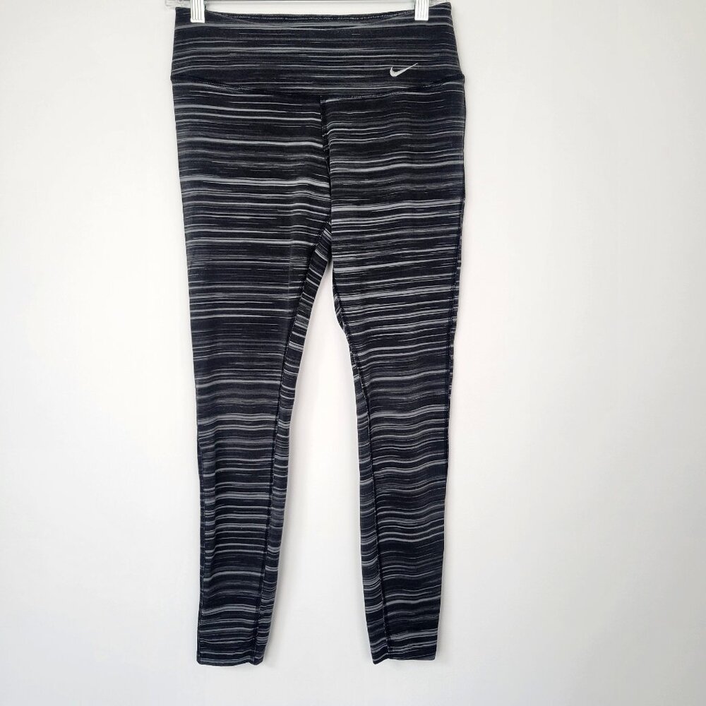 Nike Dri Fit‎ Black and Gray Striped Leggings Gray